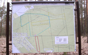 Mapa Zátopkových tratí - žlutá pro muže, modrá pro ženy
